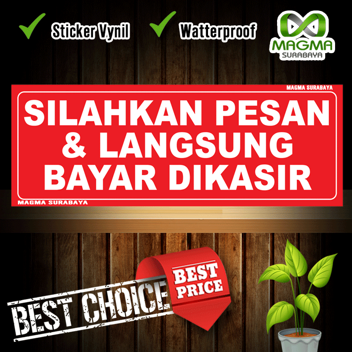 

Stiker silahkan pesan dan langsung bayar di kasir - toko - rumah maka - resto - cafe -label