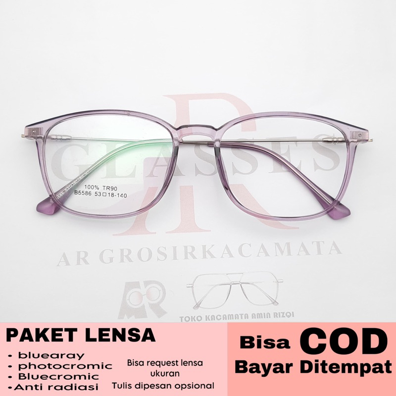Kacamata Fashion Kotak Oval TR90 AR5586 Photochromic Pria Wanita
