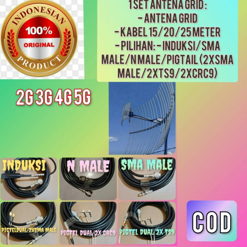 Antena Grid Yagi Penguat Jaringan Internet Sinyal Gsm LTE Seluler Triband Sinyal Hp Router Modem WiF
