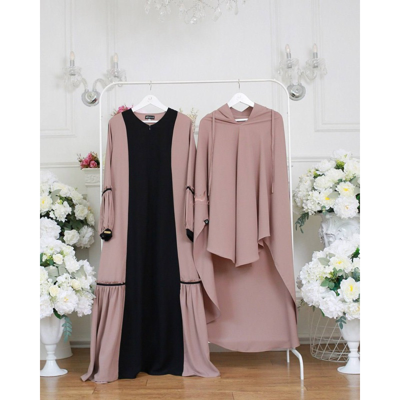 Ayu Series by Ummah | Set Gamis Khimar Non Pad Cadar Bandana