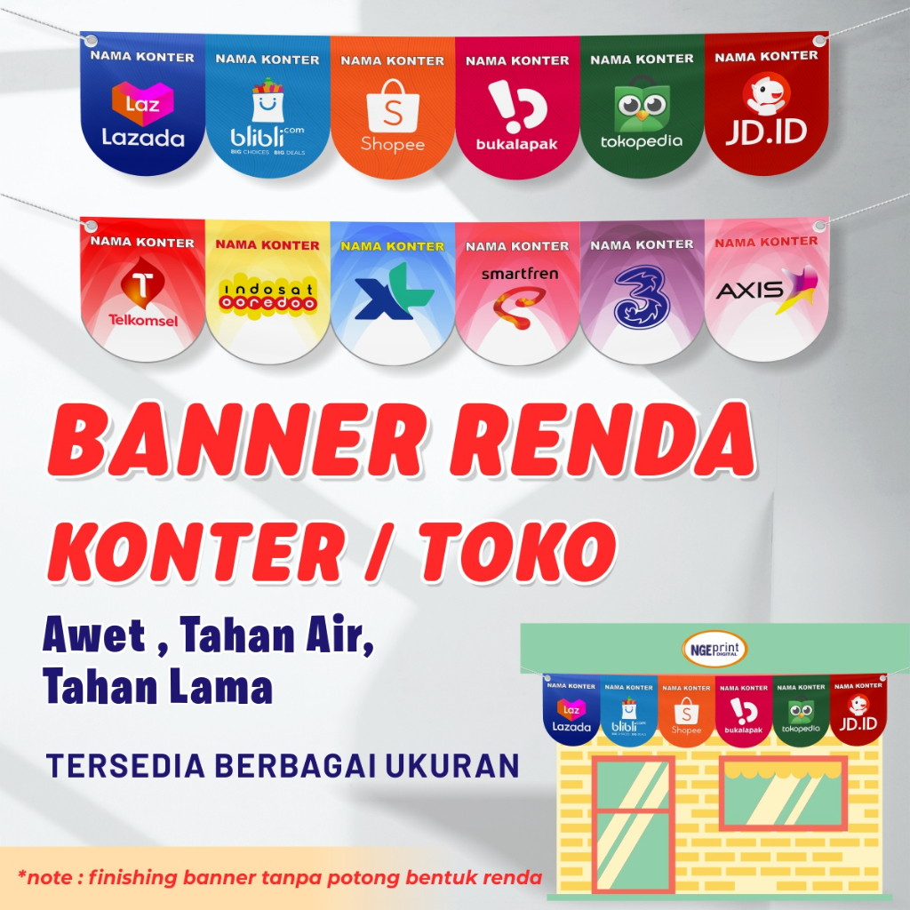 Banner Renda Konter / Banner Renda Custom / Banner Renda Toko / Banner Renda Minuman / Banner Renda 