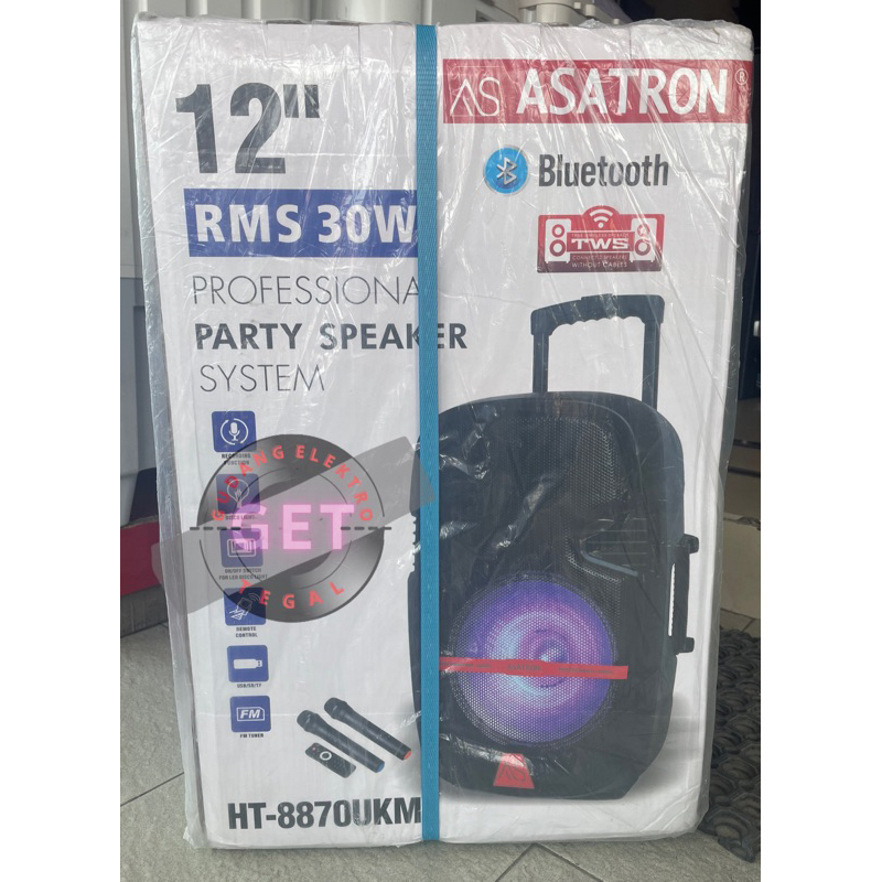SPEAKER PORTABLE ASATRON 12" INCH [BLUETOOTH+2 MIC WIRELESS] ~HT8870UKM