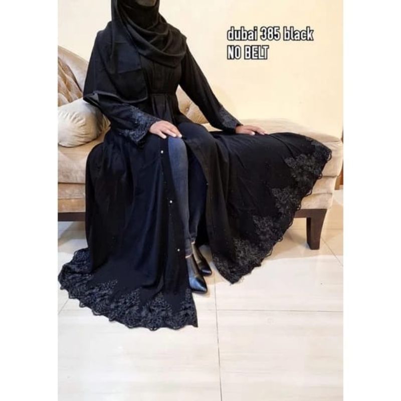 Abaya Gamis Dubai Kode385 Renda Hitam
