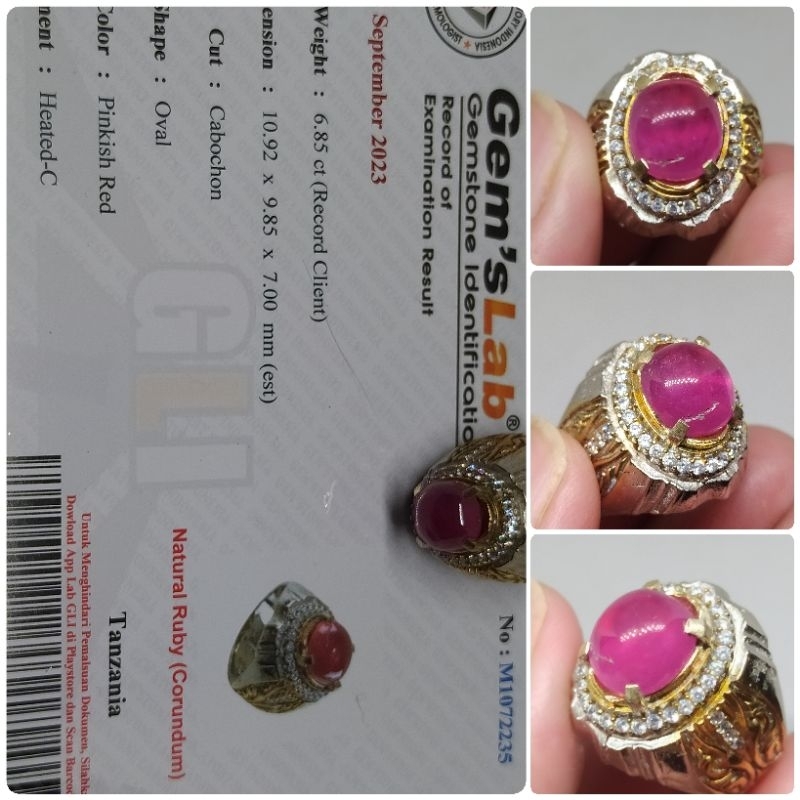 Natural Red Ruby Tanzania Ruby Afrika Top Giwang big size memo GLI