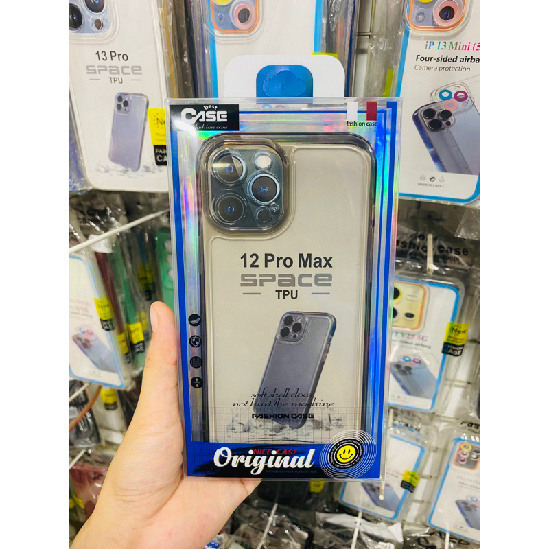Casing IPhone 12 Pro Max Grey / Bening Hitam (ORIGINAL)