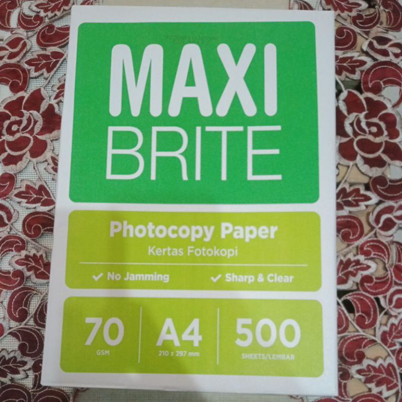 

Maxi Brite Photocopy Paper / Kertas Fotokopi 70 GSM/ Kertas Putih satu Rim Praktis