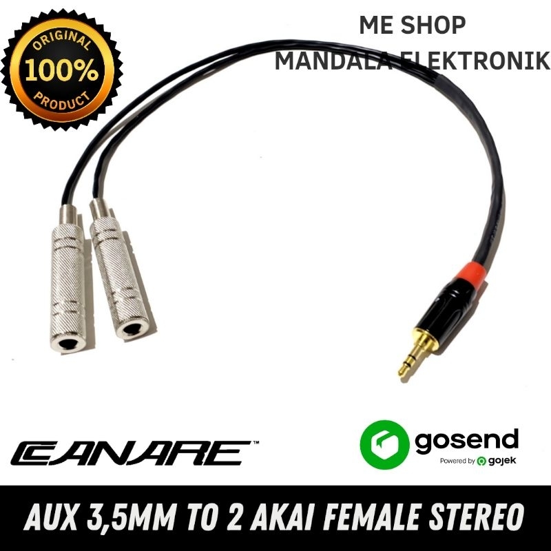 kabel audio splitter aux 3,5mm stereo to 2 jack akai female stereo 6,5mm