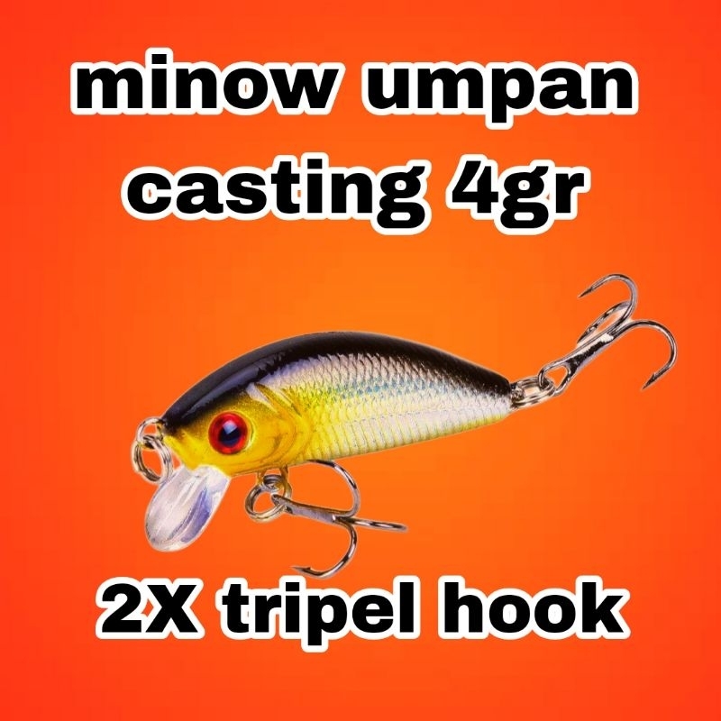 umpan casting mino 4gr ikan tiruan umpan hampala