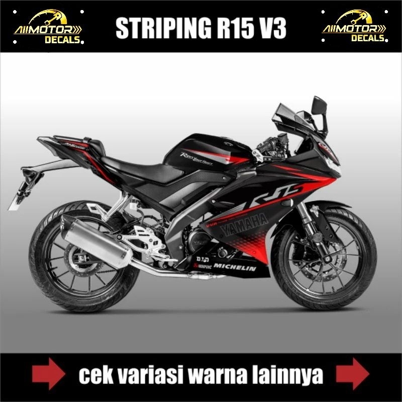 Decal Stiker Yamaha R15 V3 Grafis / Striping Motor R15 V3 / Skotlet List Variasi R15V3 / Aksesoris B