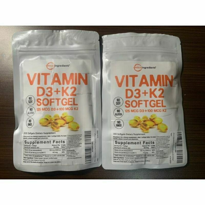 Vitamin Kesehatan Jantung,Gigi Dan Sendi Micro Ingredients Asli (USA) Vitamin D3 5000IU + K2 100MCG,