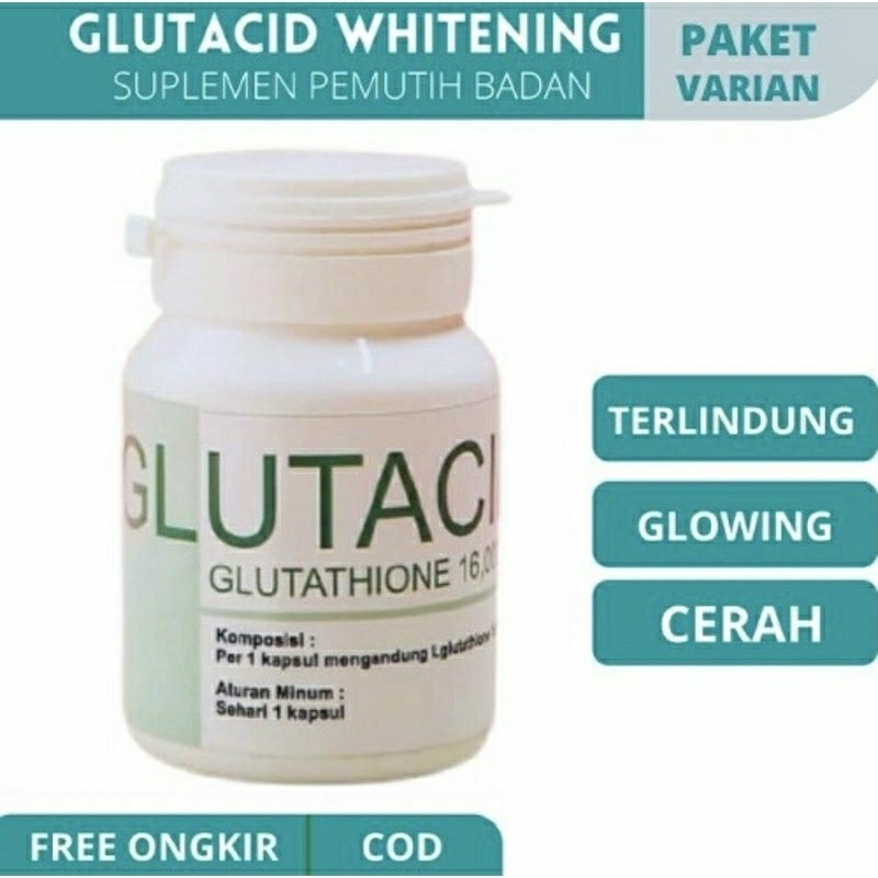 Glutacid 16000mg ori isi 30 kapsul/whitening booster permanen/pemutih seluruh tubuh/anti aging/anti kulit kusam