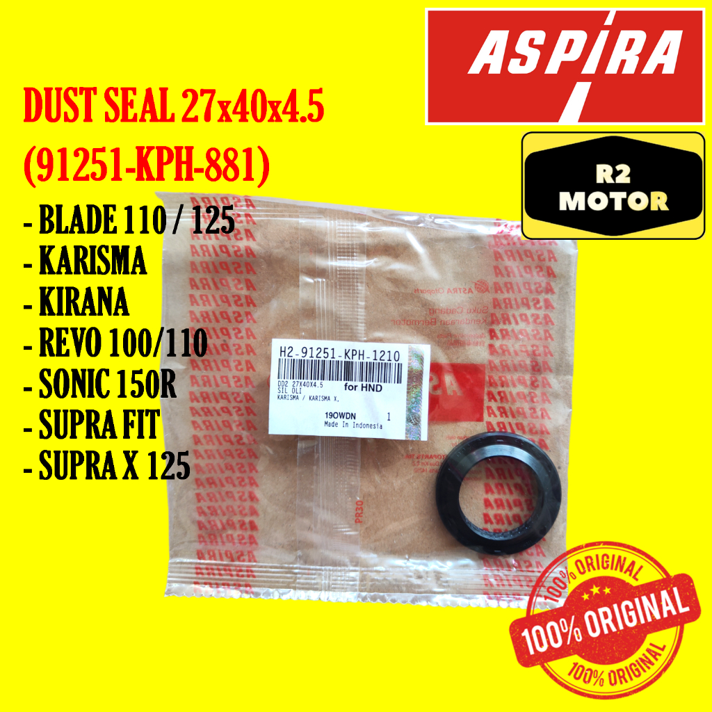 DUST SEAL SIL NAP GEAR GIR BELAKANG 27X40X4.5 ASPIRA BLADE KARISMA KIRANA REVO SONIC SUPRA FIT X 125