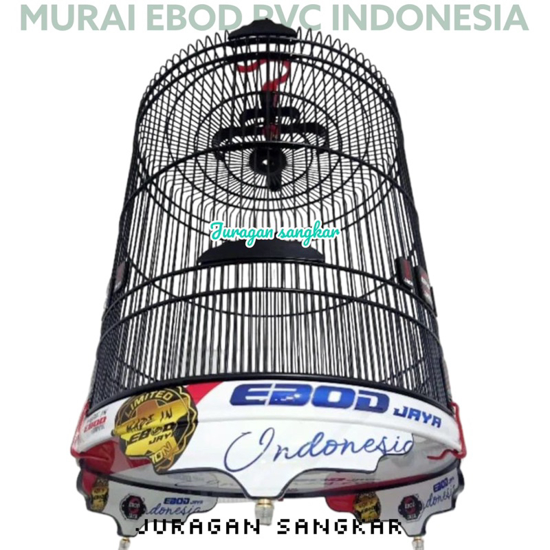 SANGKAR KANDANG MURAI EBOD PVC DECAL INDONESIA MERAH PUTIH