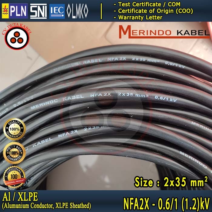 Kabel NFA2X 2x35 mm2 MERINDO /Twisted Cable/Kabel Udara/Kabel TC/Kabel SR/2 x 35 mm2