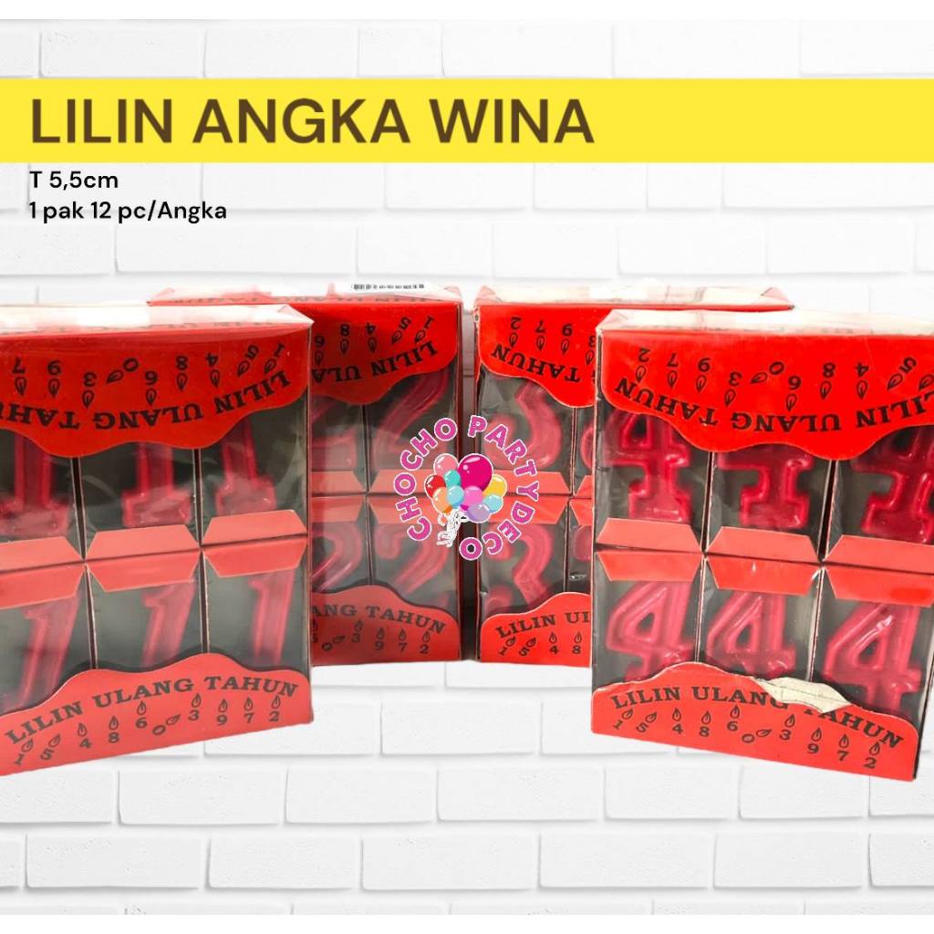 (12pc) Lilin angka merah lilin angka merah putih lilin angka merah pak