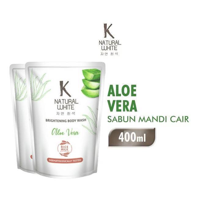 K Natural White Sabun Mandi Cair Aloe Vera Pouch 400 ml x2