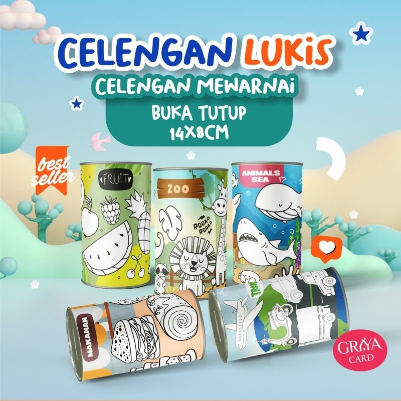 CELENGAN MELUKIS | CELENGAN ANAK | SOUVENIR ULANG TAHUN ANAK | CELENGAN ANAK MEWARNAI