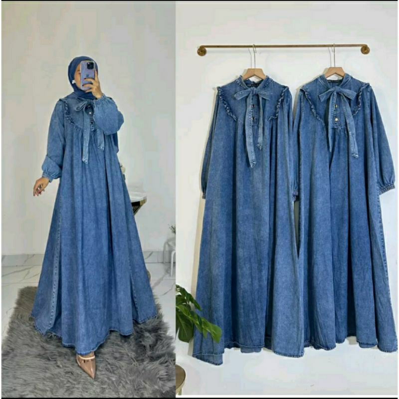 Fani Maxy// Jeans Wash// Gamis polos jumbo LD 115 PJG 125
