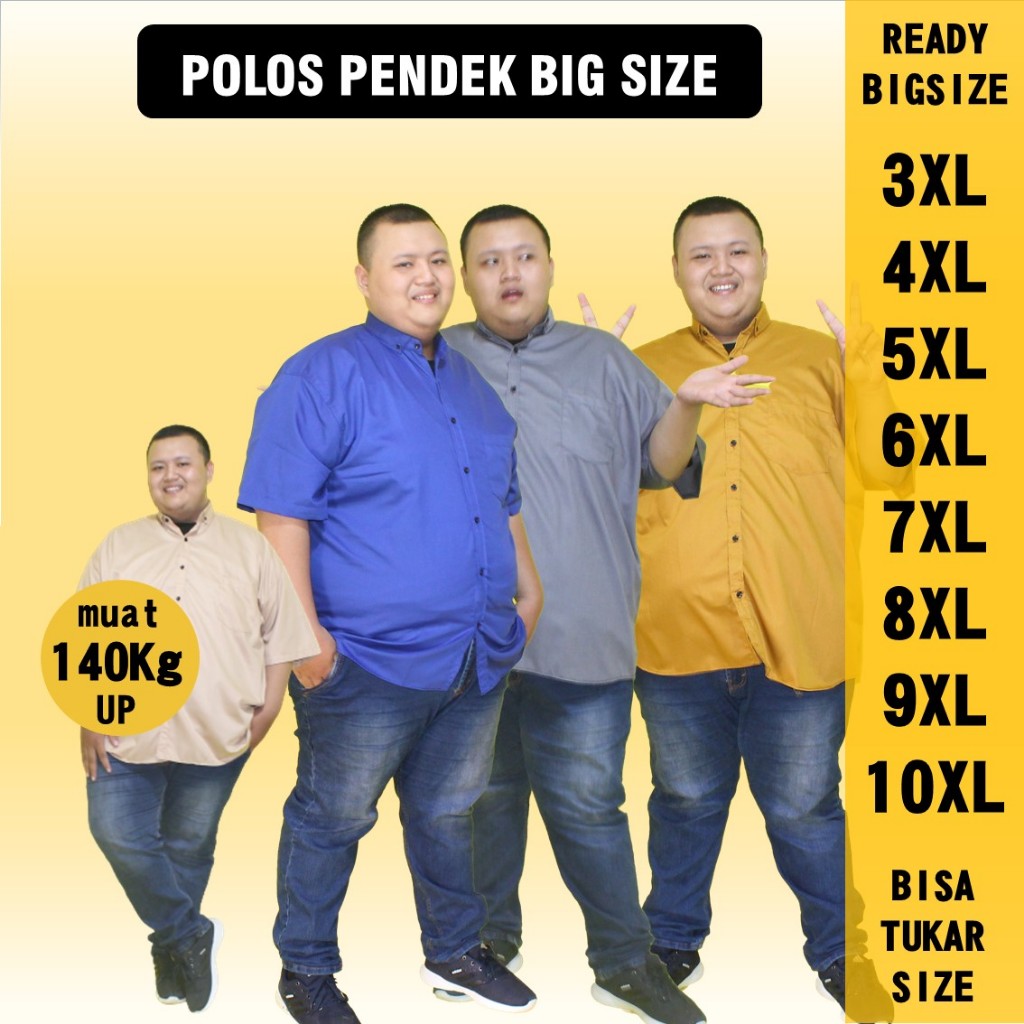 LIVE ICW Kemeja Polos Big Size Pria Lengan Pendek LD 120 130 140 Jumbo Ukuran Besar Formal