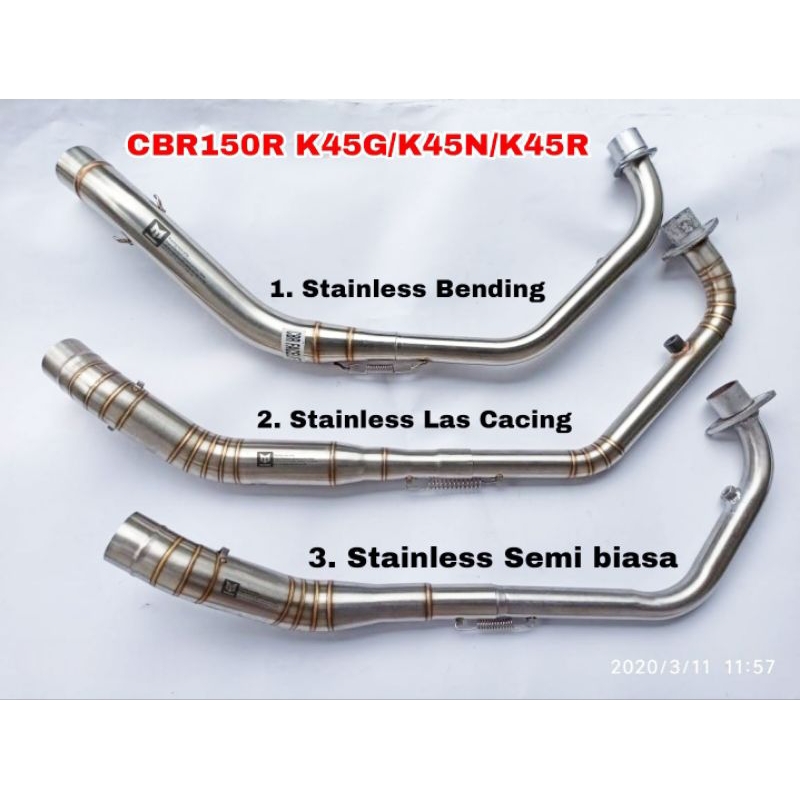 Header/leheran knalpot cbr150r K45G/K45N/K45R stainless bending original mavionic inlet 50mm univers