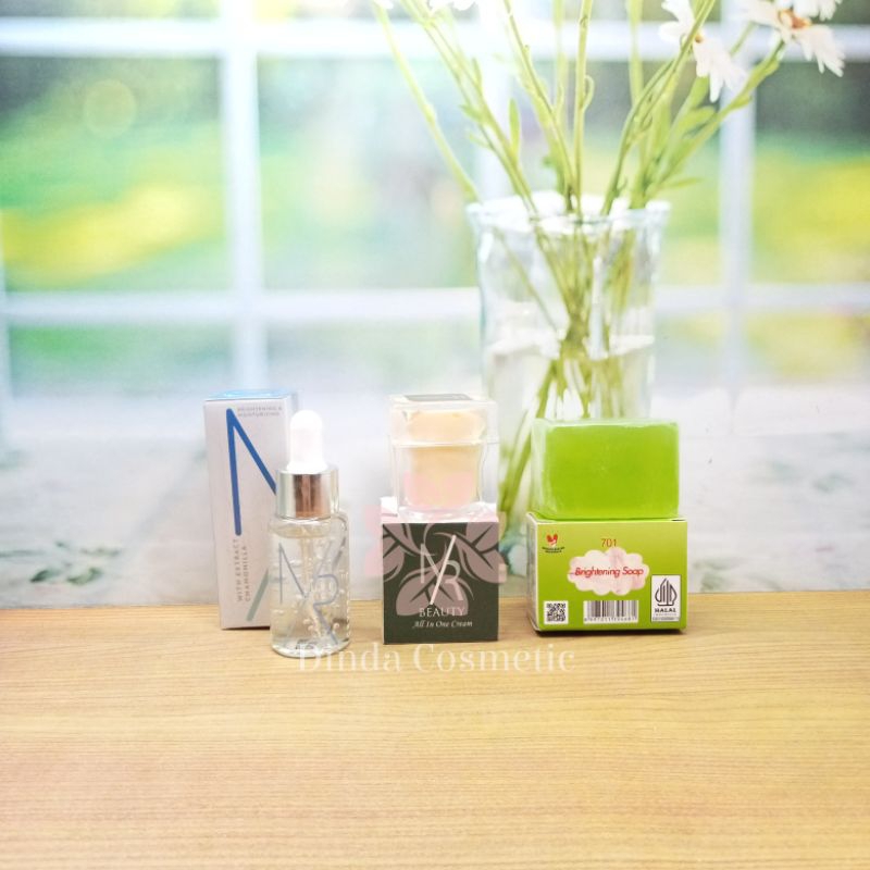 NR beauty cream paket wajah 3in1(serum nr, cream beauty, brightening soap)