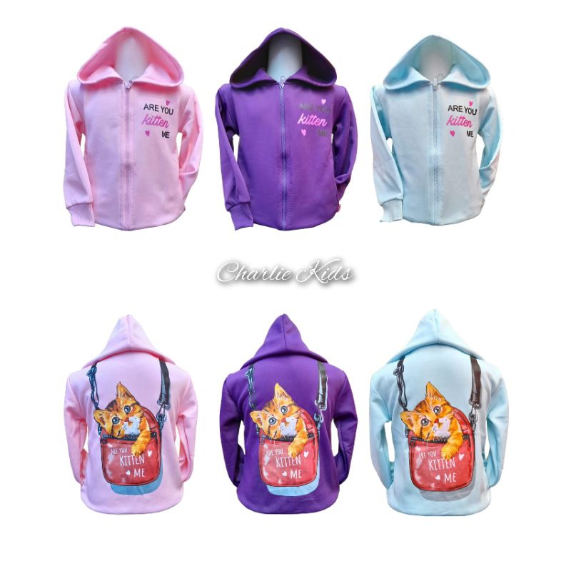 Model Terbaru/Jaket Anak Perempuan Cat Kitten/Kids Jacket/Jaket Anak Perempuan 7 Tahun/Jaket Anak Pe