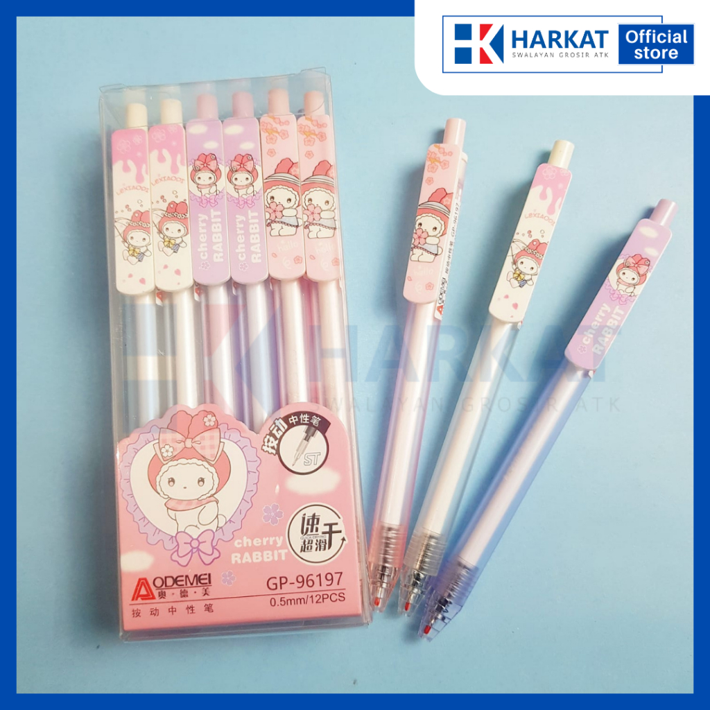 

12 PCS PULPEN GEL MEKANIK 0.5 mm BOLPOIN MEKANIK PULPEN GEL MEKANIK KARAKTER LUCU