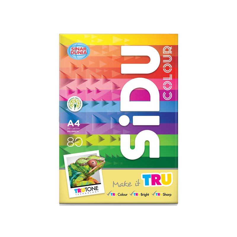 

Kertas Hvs Warna Sidu A4 80 gsm ( 1 pack ada 10 warna )