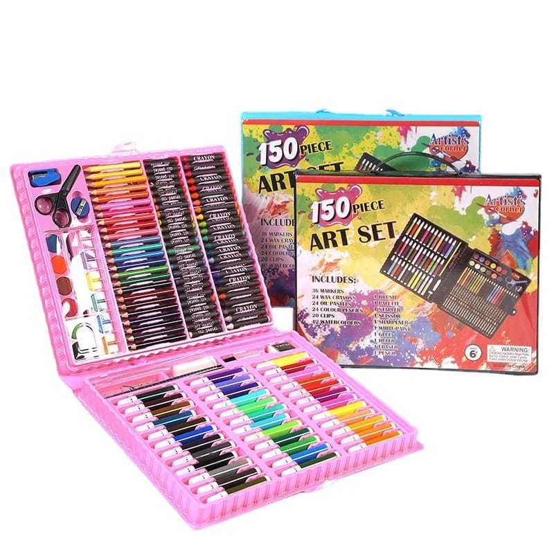 Crayon 150 Set/ Crayon Art Set Koper Perlengkapan Mewarnai Anak Anak - Biru Muda