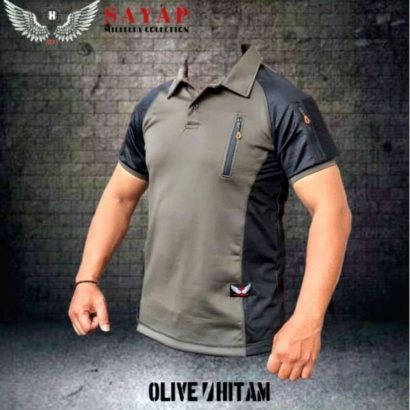 atasan pria bdu wangki army tni loreng polos baju lengan pendek berkerah kaos Origan Sayap
