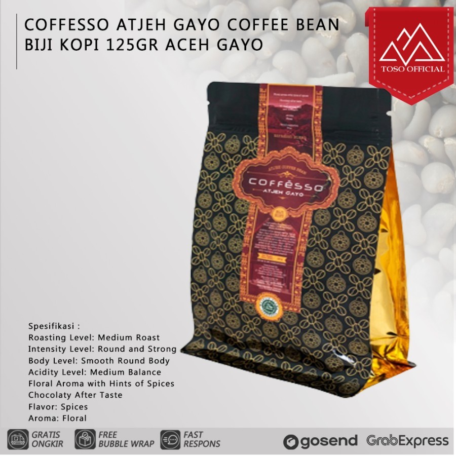

Coffesso Atjeh Gayo Coffee Bean Biji Kopi 250gr Kopi Aceh Gayo Kopi