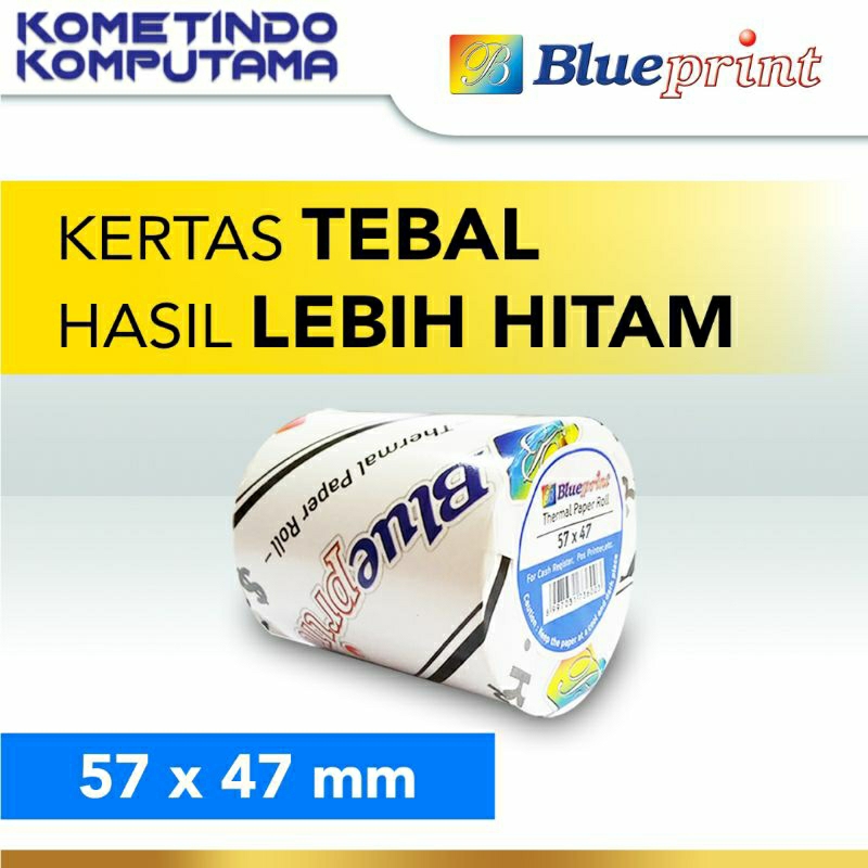 

BLUEPRINT 57mmx47mm PREMIUM 57x47 Kertas Thermal / Kertas Kasir / Kertas Struk / Tol Resi 57x47mm Termal
