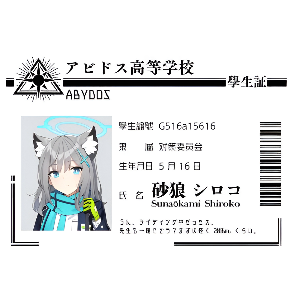 Anime Blue Archive Student ID Card College Identification Card Bank Card Size Card Sticker/ ID Card 