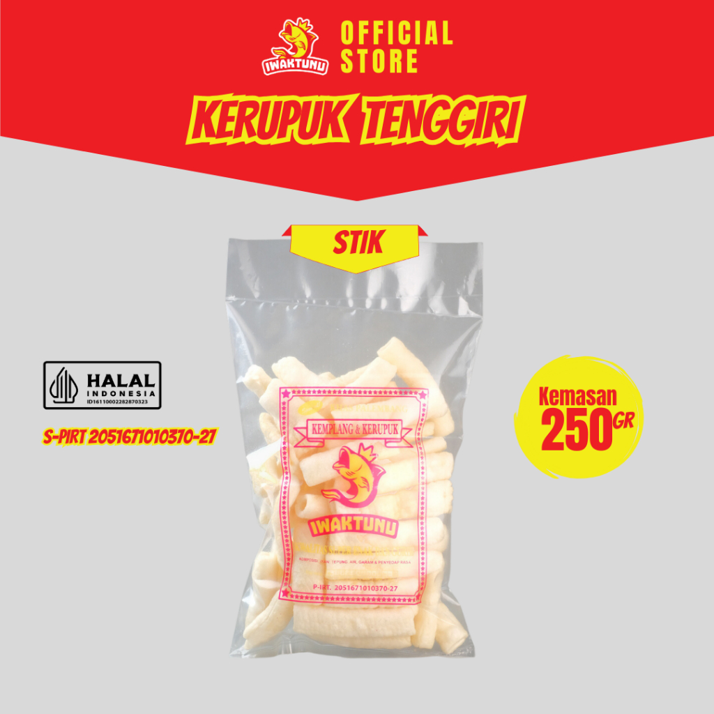 

Kerupuk Stik Tenggiri 250gr IWAKTUNU Kemplang/Kerupuk Palembang