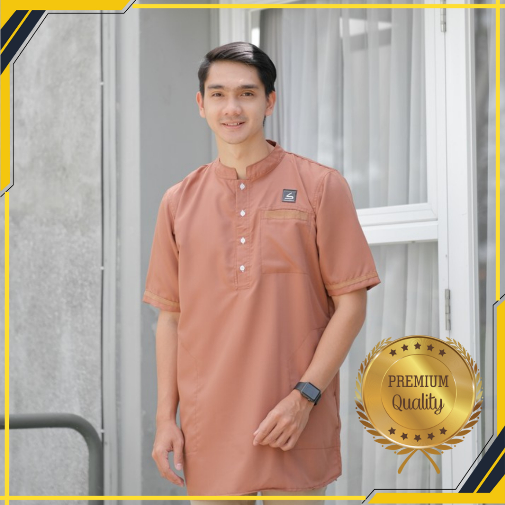Baju Koko Pria Kokoh Cowok Dewasa Lengan Pendek Kurta Kasual Muslim Modern Fit Elegan Exclusive Laki