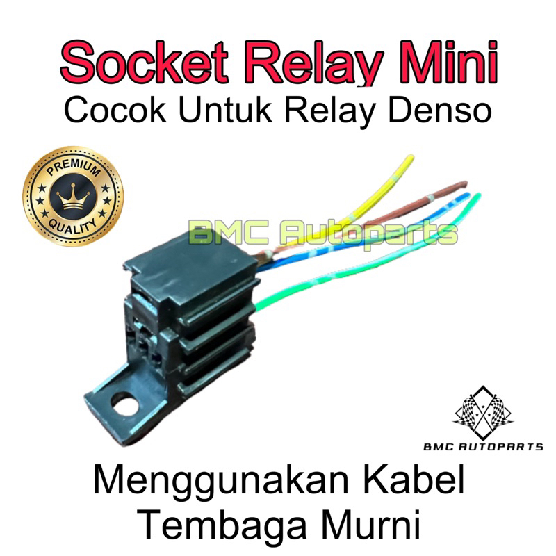 Socket / Soket Relay Mini AC Mobil Universal + Kabel Tembaga Murni - Untuk Relay Denso