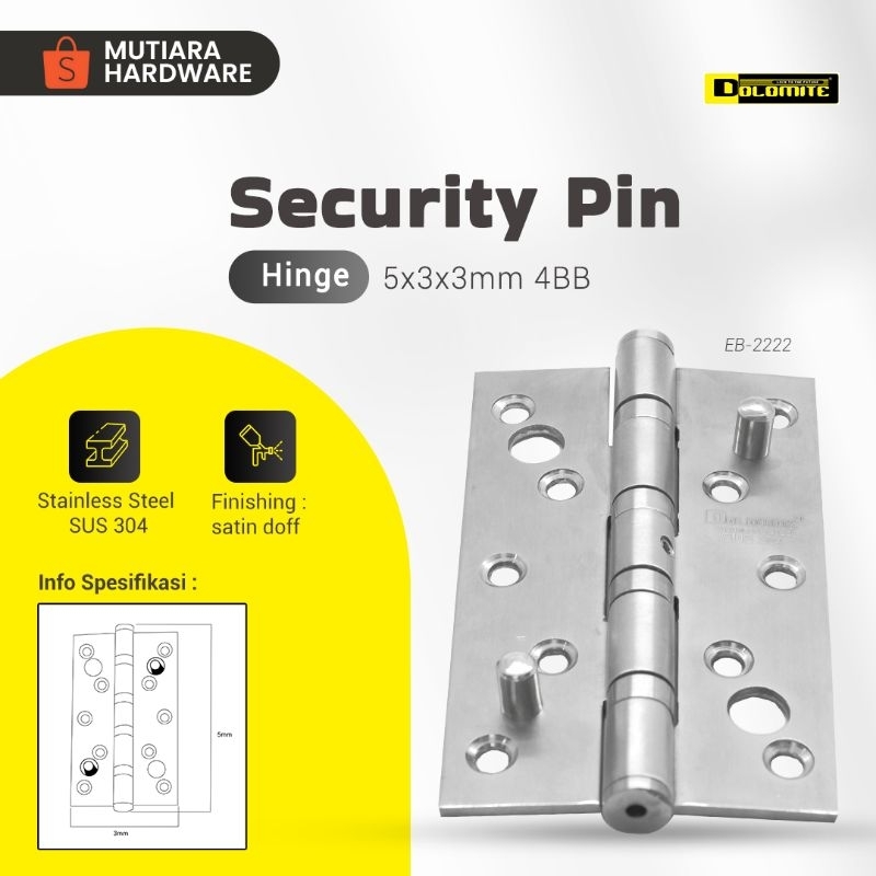 Engsel pintu 5x3x3 4BB NRP dolomite stainless steell EB 2222