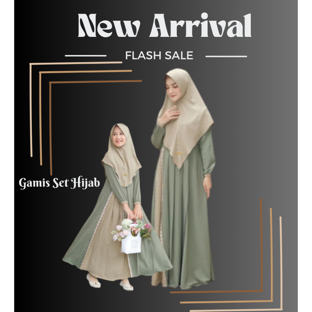 Gamis Couple Wanita Set Hijab Terbaru 2023 Baju Muslim Syari Pasangan Ibu Dan Anak Kekinian Nashwa S