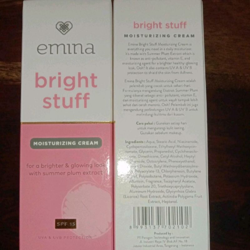 Emina Bright Stuff Moisturizing Cream 20Ml, Emina Bright Stuff Acne Cream 20Ml, OMG Peach Glowing Cr
