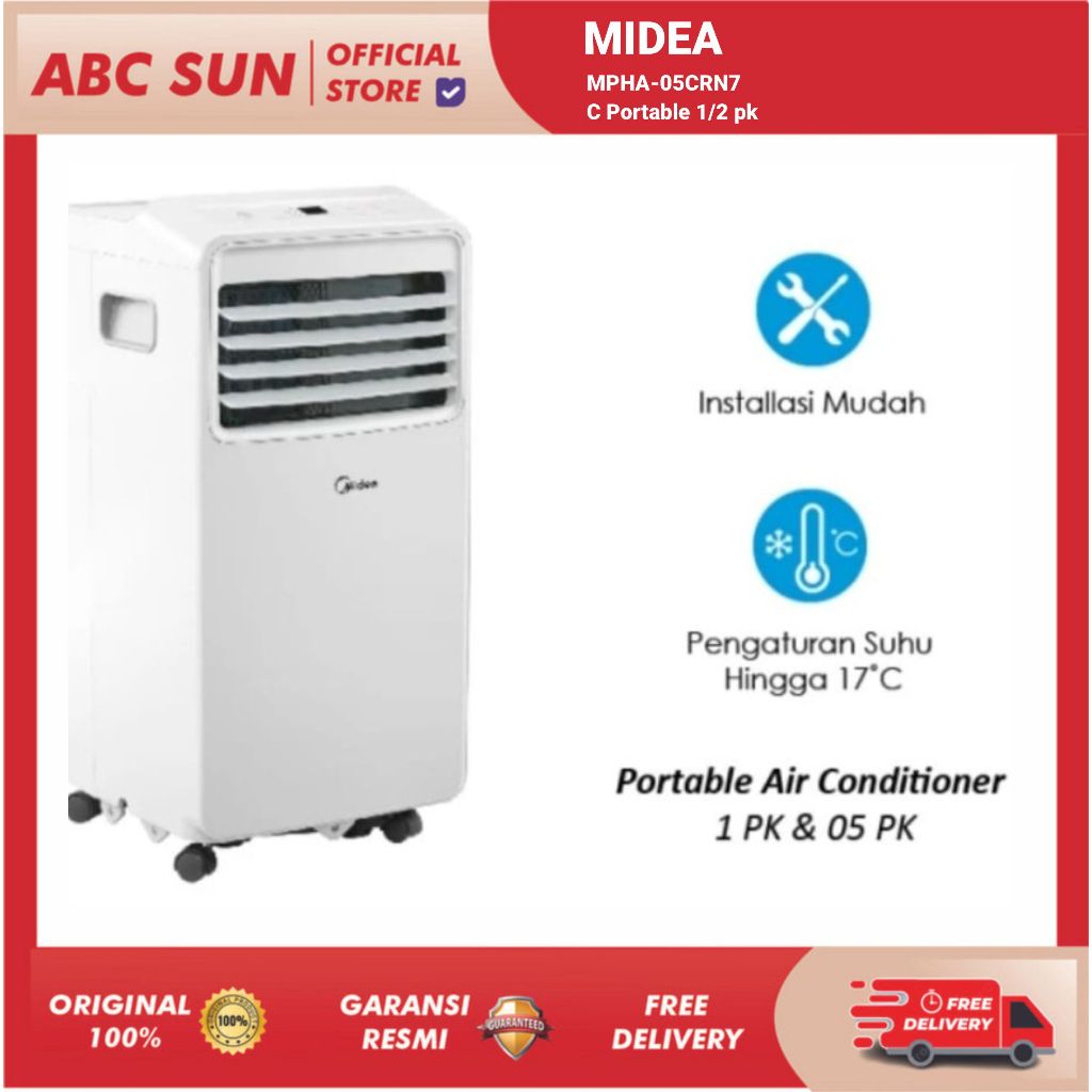 Midea mpha05crn7 AC portable 1/2 Pk hepa filter freon remote control