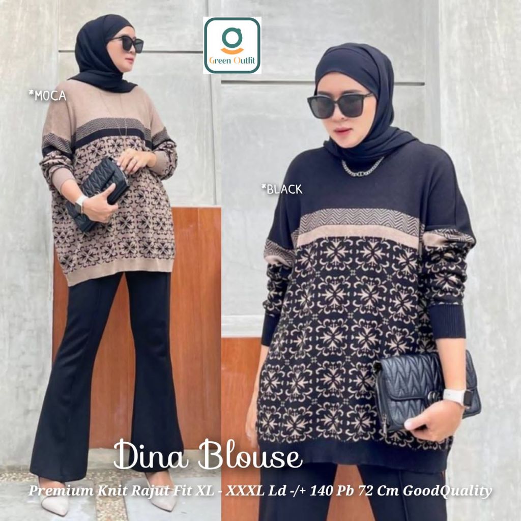 dn blouse bluse blus atasan baju kaos rajut jumbo big over size xxxxl ld 140 import tebal melar dist