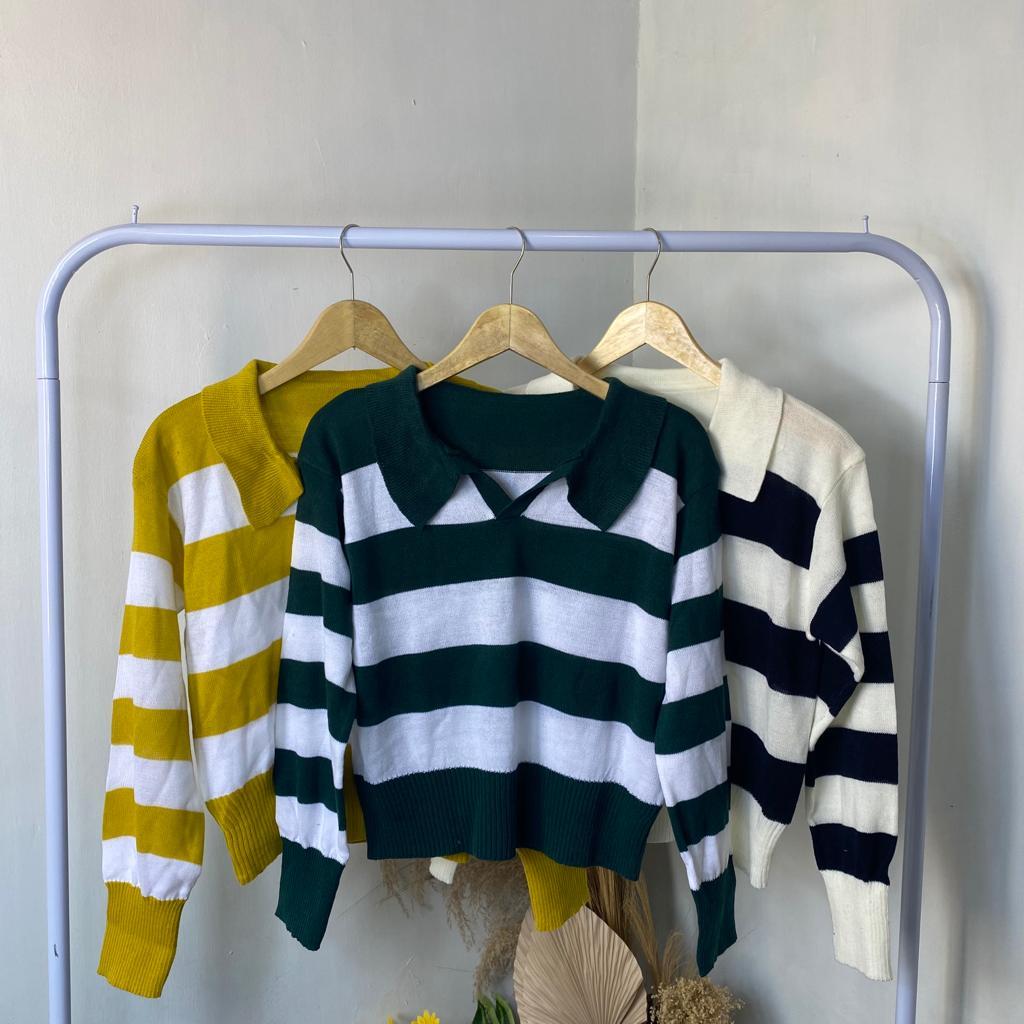Valencia sweater strip atasan rajut/Atasan wanita/Blouse wanita