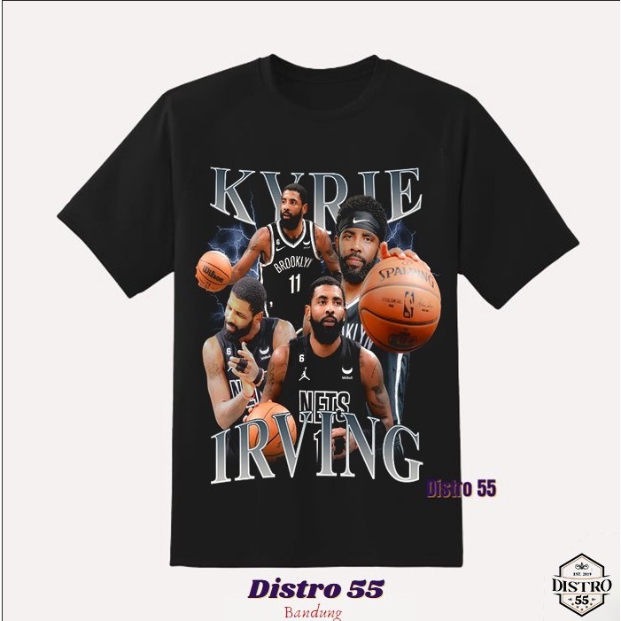 KAOS BASKETBALL NBA BLACK BASIC / KYRIE IRVING / DISTRO 55 BANDUNG / KAOS KATUN PUTIH / KAOS STANDAR