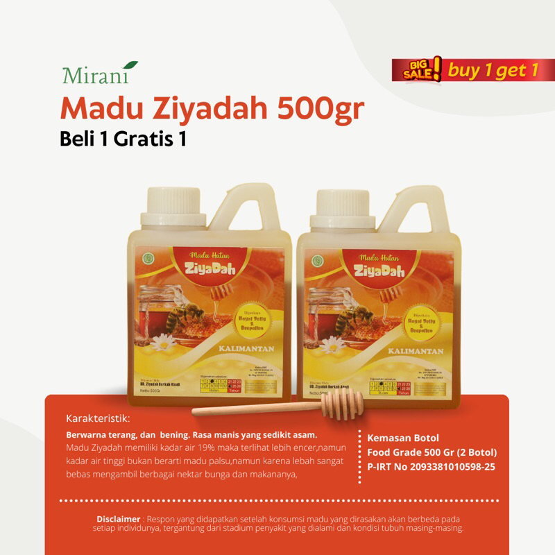 

Mirani - ( Buy 1 get 1 ) Madu Ziyadah 500 gr Madu