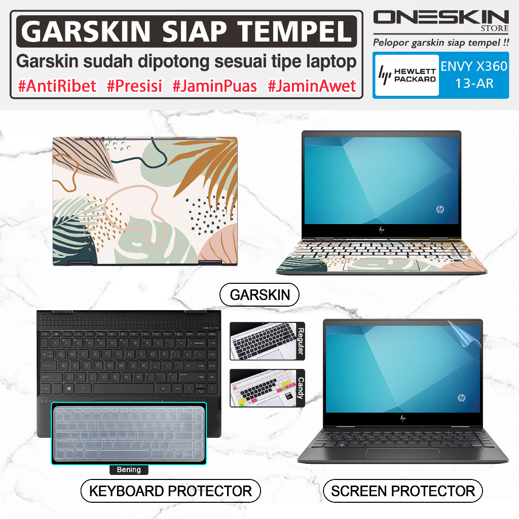 Garskin Sticker Laptop Pelindung Keyboard Screen Protector HP Envy x360 13-ar ar0008au ar0009au ar01
