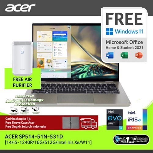 ( FREE AIR PURIFIER ) ACER SPIN 5 CONVERTIBLE TOUCH SCREEN LAPTOP | SP514-51N-531D INTEL GEN 12TH (14