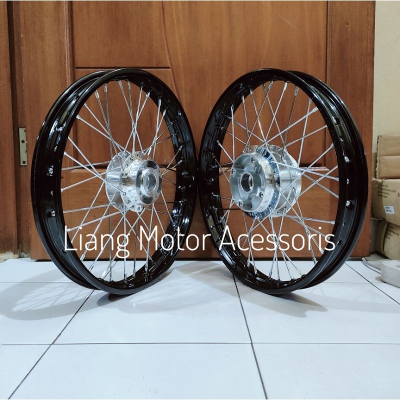 Sepaket Velg DID Besi Hitam Ring 17 Tromol Set Jari2 - JupiterZ/Vega/MXOld/New/F1ZR/SupraX125/Karism