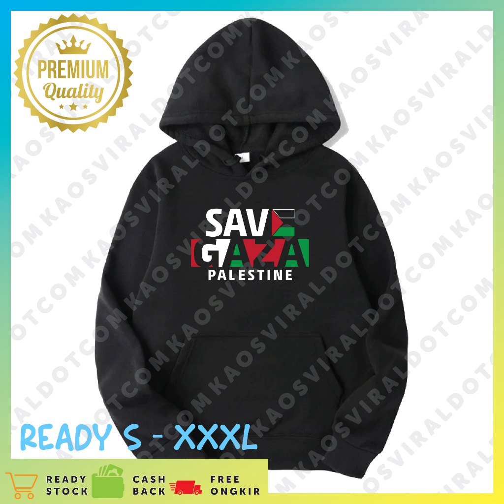 JACKET HOODIE SAVE GAZA PALESTINE DESAIN 2 HOODIE JUMPER UNISEX