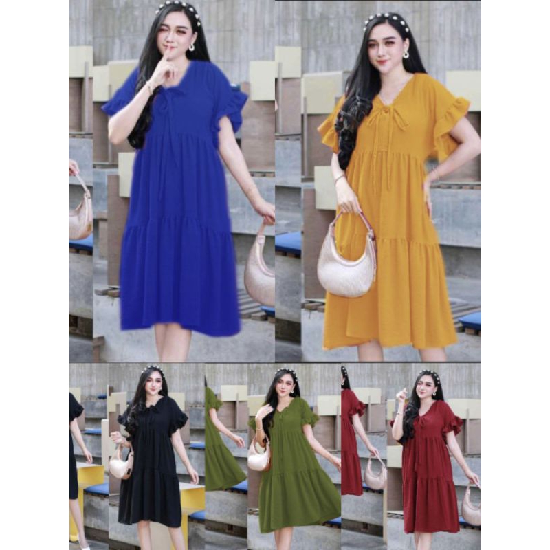 Daster twill motif polos | daster twill rayon premium lengan ruffle | daster twill susun kekinian