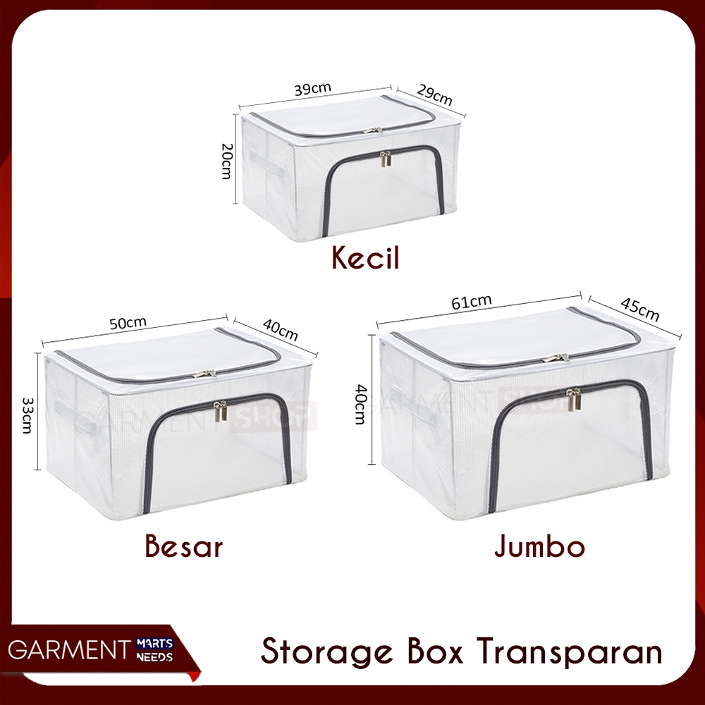 Storage Box Organizer Tempat Penyimpanan Selimut Baju Serbaguna Besar Dengan Besi Kawat Resleting